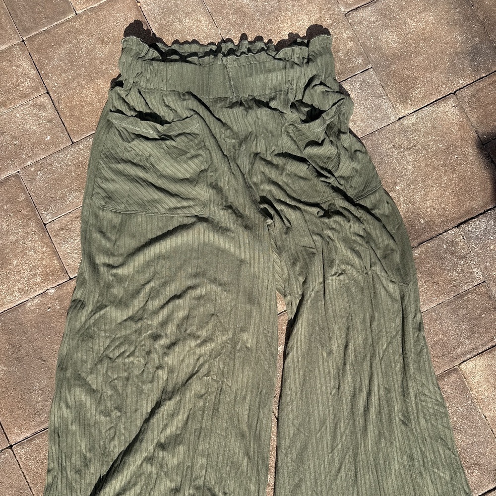 Olive green wide leg pants